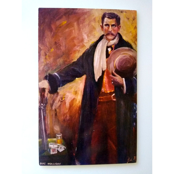Doc Holiday Famous Western Cowboy Gunslinger Postcard Unused Vintage Lea McCarty - Picture 2 of 3